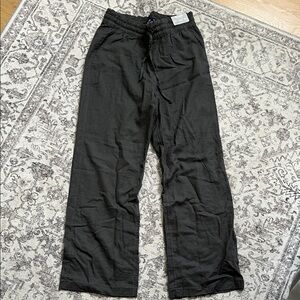 Hollister charcoal grey linen pull-on baggy pants Medium